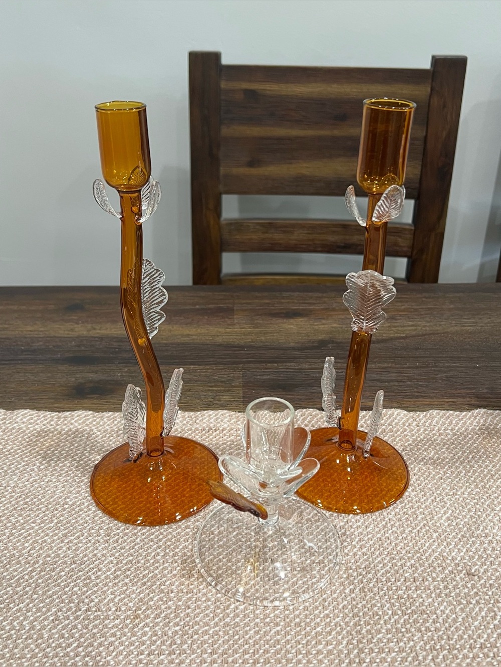 Set of Anthropologie Leaf Taper Candle Holders
